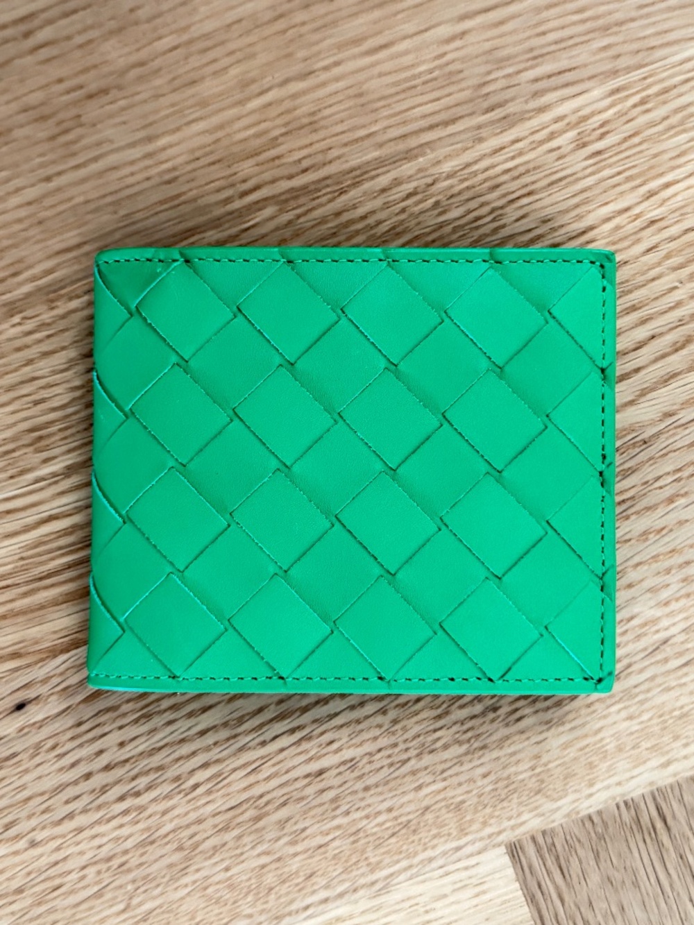 Bottega Venera Intrecciato Green Leather Wallet